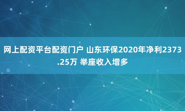 网上配资平台配资门户 山东环保2020年净利2373.25万 举座收入增多